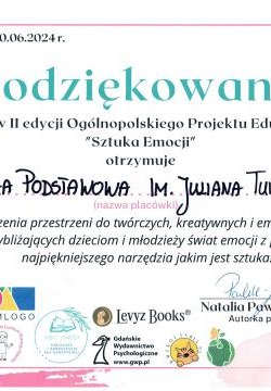 Podziękowanie - Ogólnopolski Projekt Edukacyjny 