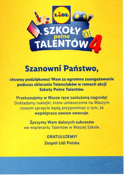 Tekst podziękowania za udział w Akcji 