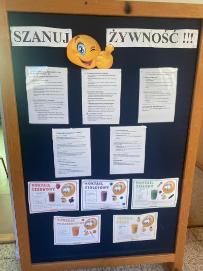 Gazetka na temat szanowania żywności.