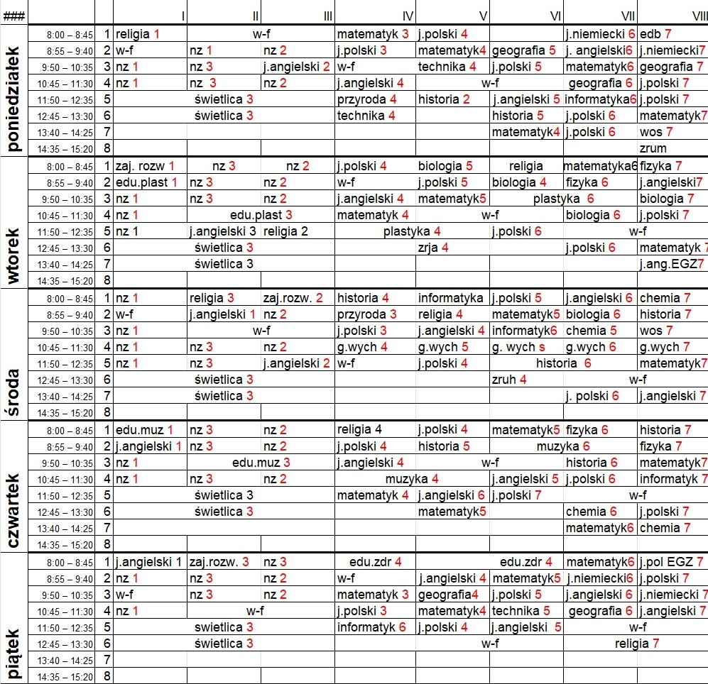 Aktualny Plan Lekcji :)