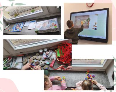 Gry edukacyjne o ludzkim ciele. Zadania na tablicy interaktywnej. Kamyki dobra oraz inne materiały zachęcające do aktywnego spędzania przerw.