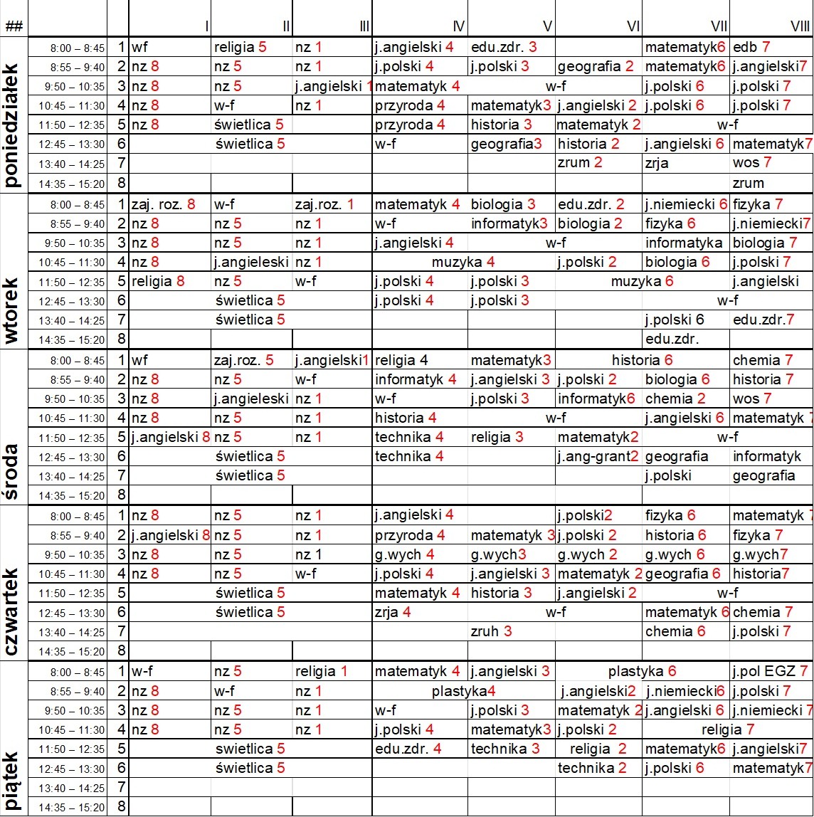 Plan lekcji 2026/2027