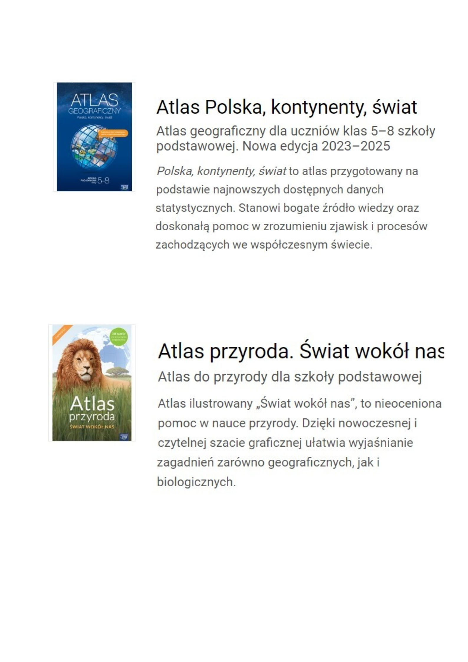 Atlasy do przyrody i geografii