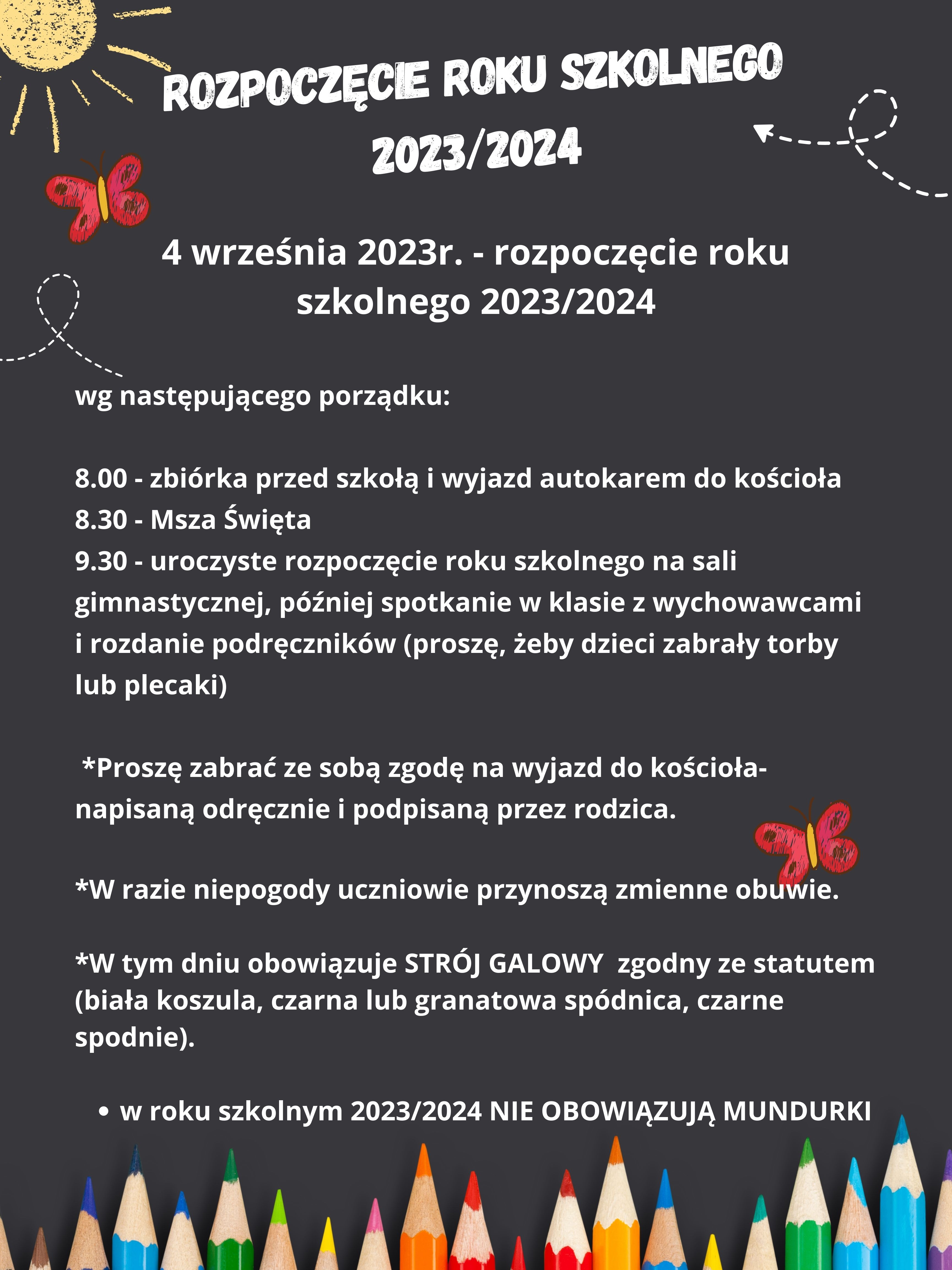 Rozpoczęcie Roku Szkolnego 2023/2024