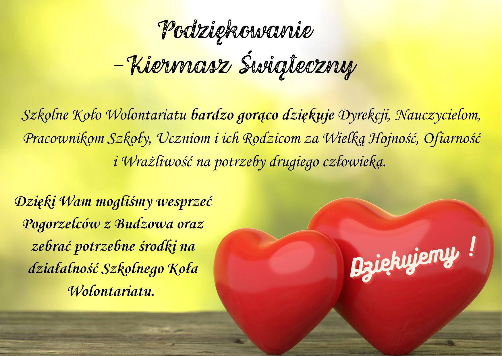 Kiermasz Świąteczny - Podziękowanie